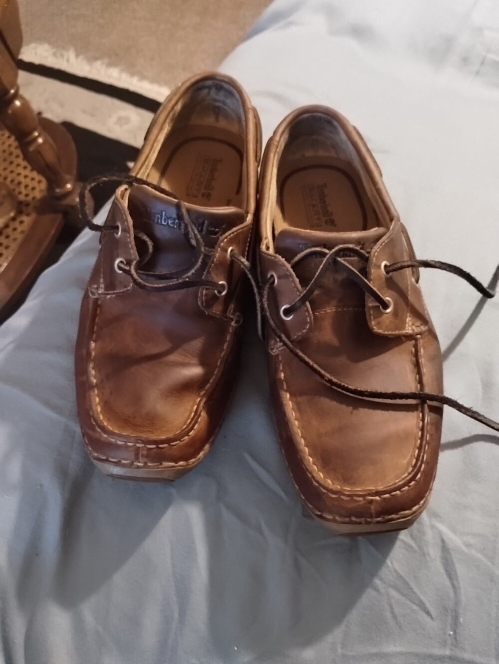 Timberland Men/ Young Men Brown Leather Boat Shoes 2 Eye Classic Sz 8M